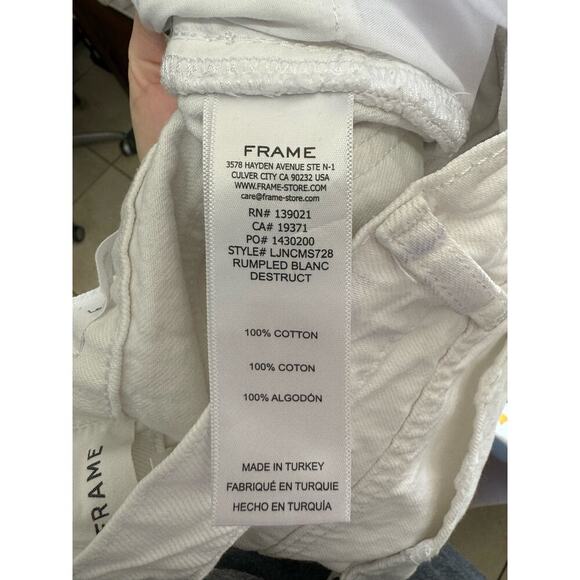 Frame Denim Le Jane Crop Jeans Distressed Straight Leg High Rise White Size 27 - Picture 10 of 13